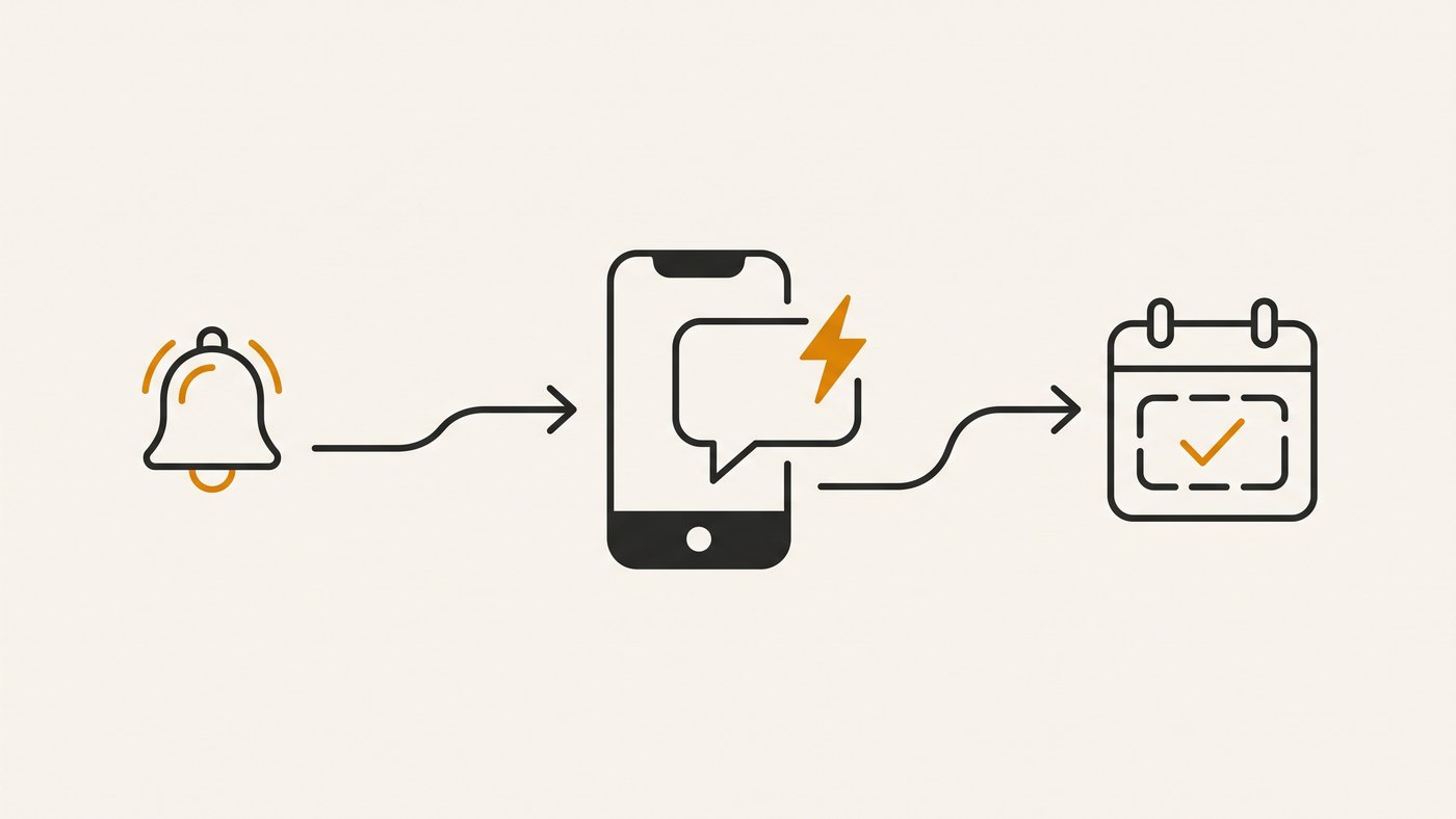 A new lead alerted, answered in seconds, and booked.